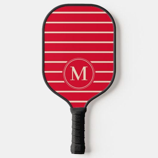 Monogram Midden-eeuw gestreept kersenplukken roze Pickleball Paddle (Achterkant)