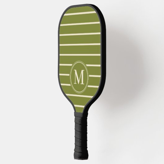 Monogram Midden-eeuw Gestreepte Willow Groene Kleu Pickleball Paddle (Links)