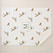 Monogram | Midden-euwse moderne Kerstreeën Sherpa Deken (Voorkant (horizontaal))