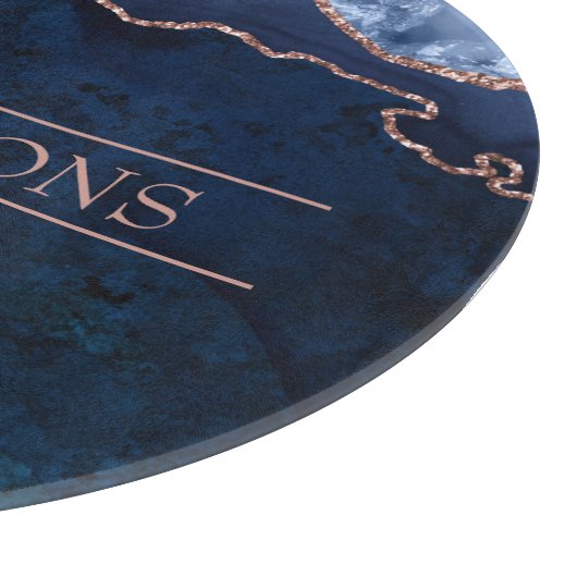 Monogram Midnight Blue Abstract Elegant Marmer Snijplank (Hoek)