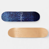 Monogram Midnite Blue Confetti gepersonaliseerd Persoonlijk Skateboard (Horizontaal)