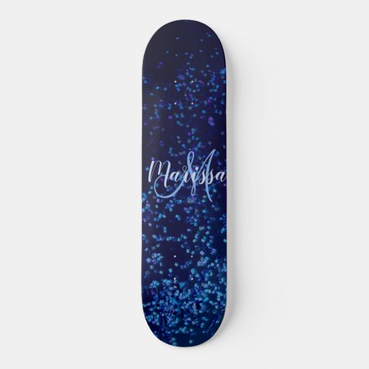Monogram Midnite Blue Confetti gepersonaliseerd Persoonlijk Skateboard (Voorkant)