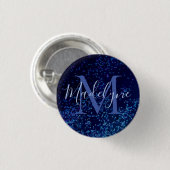Monogram Midnite Blue Confetti Ronde Button 3,2 Cm (Voorkant /achterkant)