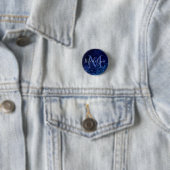 Monogram Midnite Blue Confetti Ronde Button 3,2 Cm (In situ)