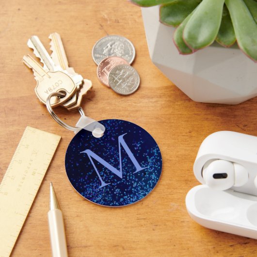 Monogram Midnite Blue Confetti Sleutelhanger (Bureau)