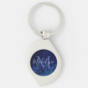 Monogram Midnite Blue Confetti Sleutelhanger