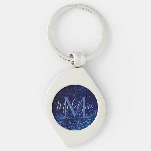 Monogram Midnite Blue Confetti Sleutelhanger (Voorkant)
