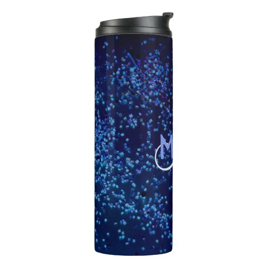 Monogram Midnite Blue Confetti Thermosbeker (Gedraaid links)