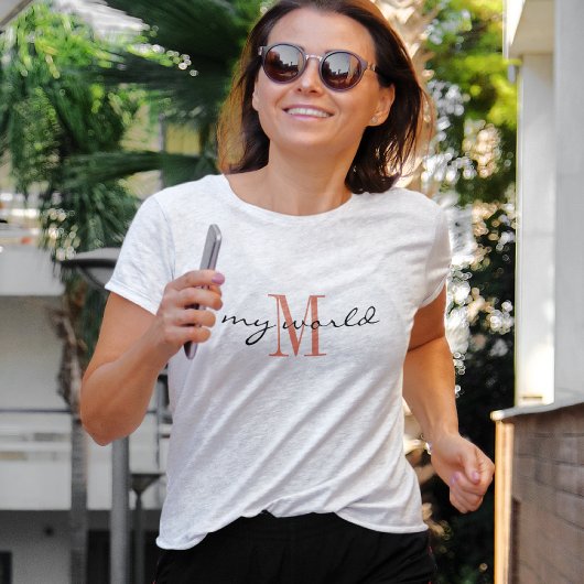 Monogram 'mijn wereld' Activewear Classic Wit T-shirt