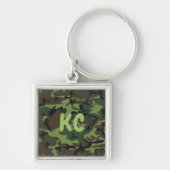 Monogram Militaire Groene Camouflage Premium Squar Sleutelhanger (Voorkant)