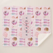 Monogram Milkshake Schattigee Blush Roze Retro Gif Sherpa Deken (Voorkant (horizontaal))