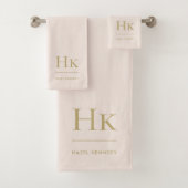 Monogram Minimaal Elegant Blush Roze Goud Stijlvol Bad Handdoek (Insitu)
