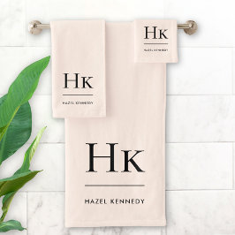 Monogram Minimaal Elegant Blush Roze Stijlvol Eenv Bad Handdoek