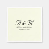 Monogram, Minimaal, Elegant, Ivoor, Huwelijk Servet (Voorkant)