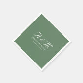 Monogram, Minimaal, Elegant, Poedergroen Huwelijk Servet (Hoek)