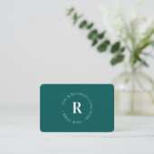 Monogram, minimaal groen zakelijk Visitekaartje (Staand voorkant)