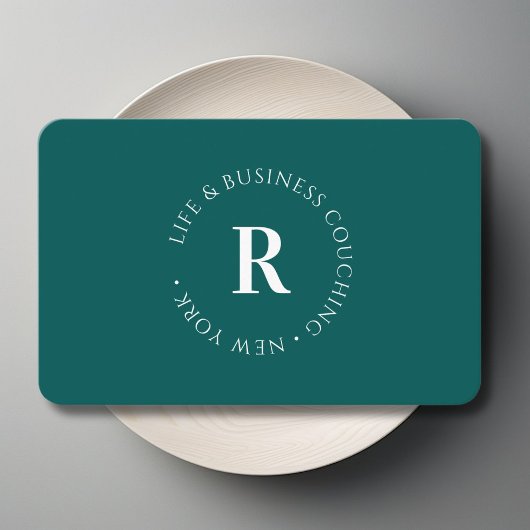 Monogram, minimaal groen zakelijk Visitekaartje