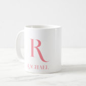 Monogram Minimaal Modern Stijlvolle Roze Koffiemok (Voorkant links)