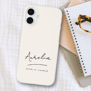 Monogram Minimaal Neutraal Eenvoudig Script Handte iPhone 16 Plus Hoesje