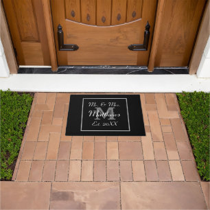 Monogram Minimaal   Zwart en Wit Deurmat