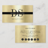 Monogram, minimaal zwart goud klantenkaartje (Voorkant / Achterkant)