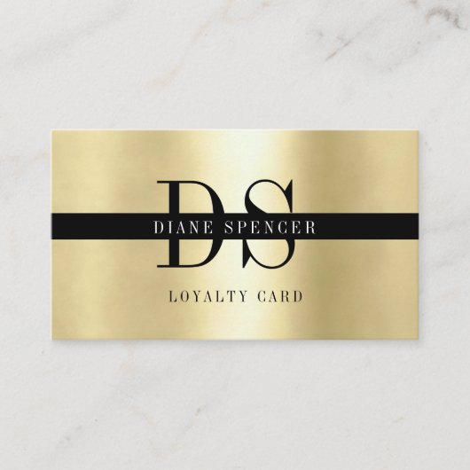 Monogram, minimaal zwart goud klantenkaartje (Voorkant)