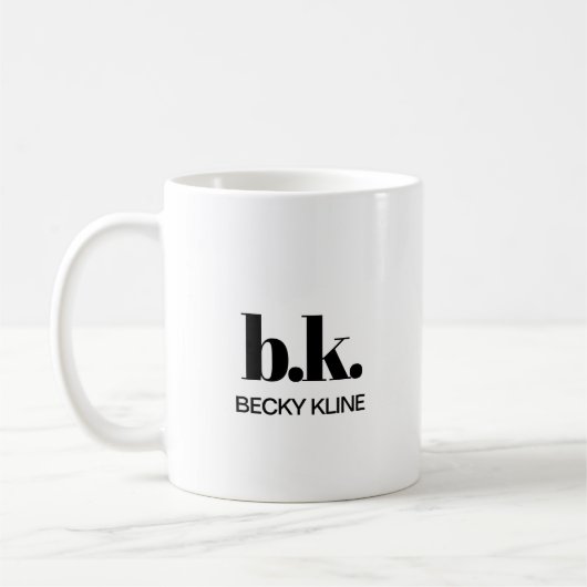 Monogram Minimal Classic Elegant Zwart-wit Koffiemok (Links)