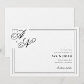 Monogram Minimal Classic Wedding Save the Date Kaart (Voorkant / Achterkant)