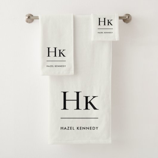 Monogram Minimal Elegant Ivory Chic Stylish Simple Bad Handdoek (Insitu)
