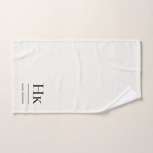 Monogram Minimal Elegant Ivory Chic Stylish Simple Bad Handdoek (Handdoek)