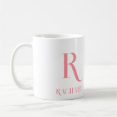 Monogram Minimal Modern Name Stylish Pink Koffiemok (Links)