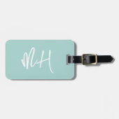 Monogram Minimal Script Aqua Green Vacation Bagagelabel (Voorkant horizontaal)