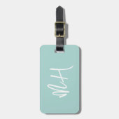 Monogram Minimal Script Aqua Green Vacation Bagagelabel (Voorkant verticaal)