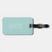 Monogram Minimal Script Aqua Green Vacation Bagagelabel (Achterkant horizontaal)