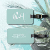 Monogram Minimal Script Aqua Green Vacation Bagagelabel