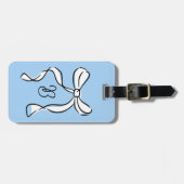 Monogram Minimal Script Coquette Strik Blauwe Bagagelabel (Voorkant horizontaal)