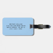 Monogram Minimal Script Coquette Strik Blauwe Bagagelabel (Achterkant horizontaal)