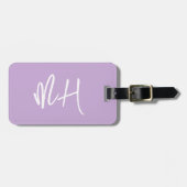 Monogram Minimal Script Paarse Vakantie Bagagelabel (Voorkant horizontaal)