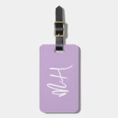Monogram Minimal Script Paarse Vakantie Bagagelabel (Voorkant verticaal)