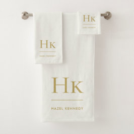 Monogram Minimale Elegante Ivoor Goud Stijlvol Een Bad Handdoek