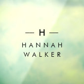 Monogram | Minimale Elegante Moderne Zwarte Naampl Raamsticker (Vel 3)