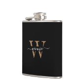 Monogram Minimale Elegante Zwart Gouden Script Naa Heupfles (Links)