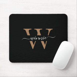 Monogram Minimale Elegante Zwart Gouden Script Naa Muismat