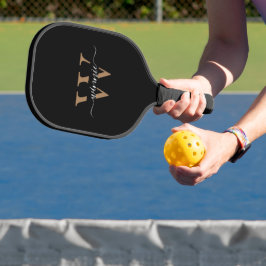 Monogram Minimale Elegante Zwart Gouden Script Naa Pickleball Paddle