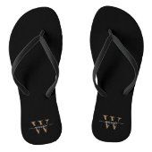 Monogram Minimale Elegante Zwart Gouden Script Naa Teenslippers (Voetbed)