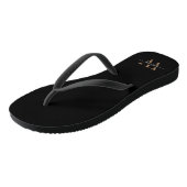 Monogram Minimale Elegante Zwart Gouden Script Naa Teenslippers (Schuin)