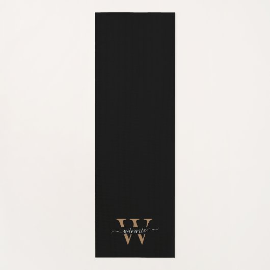 Monogram Minimale Elegante Zwart Gouden Script Naa Yogamat (Voorkant)