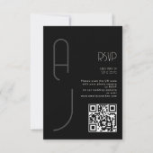 Monogram Minimale Huwelijk Qr Code Zwart RSVP Kaartje (Voorkant)