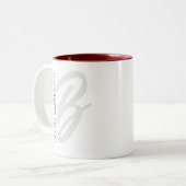 Monogram Minimale moderne typografie Donkerrood ve Tweekleurige Koffiemok (Voorkant links)