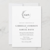 Monogram - Minimale Zwart-witbruiloft met halve br Kaart (Voorkant)